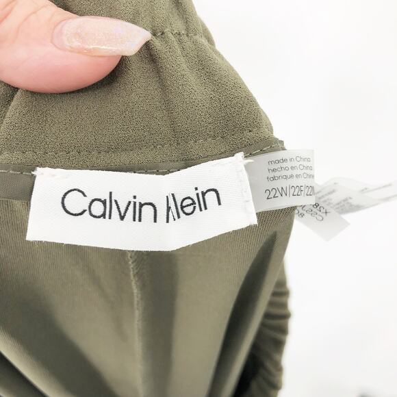 CALVIN KLEIN Women Trousers 22W Green Mid-Rise Pull-On Slim Straight Pants NWT - Picture 8 of 13